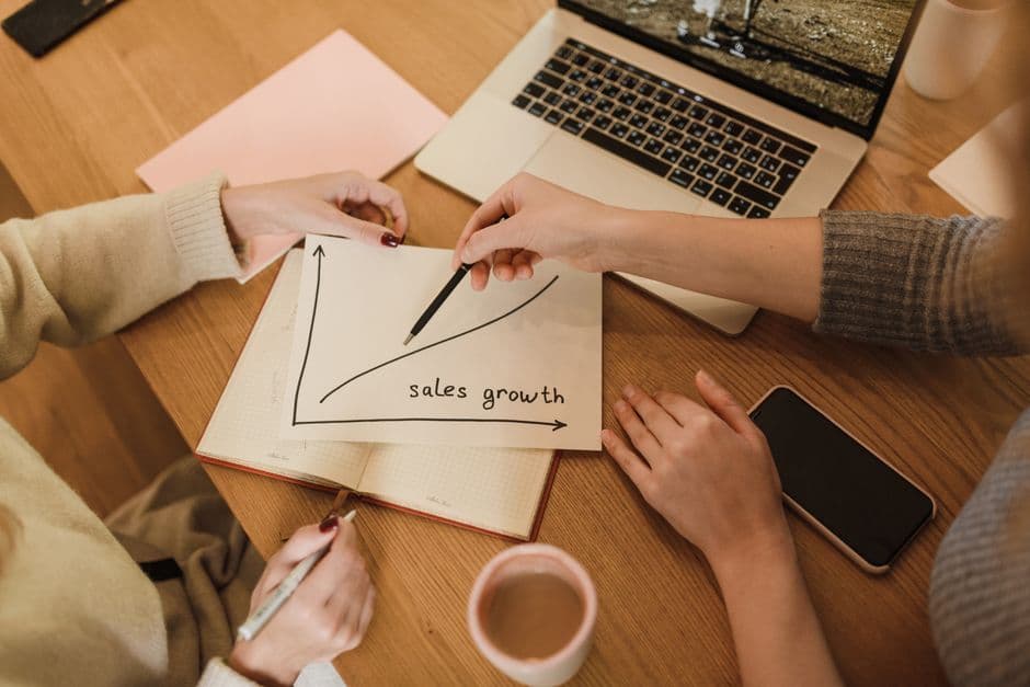 Crescimento de vendas com captação automática de leads Gráfico de crescimento de vendas resultante da captação automática de leads
